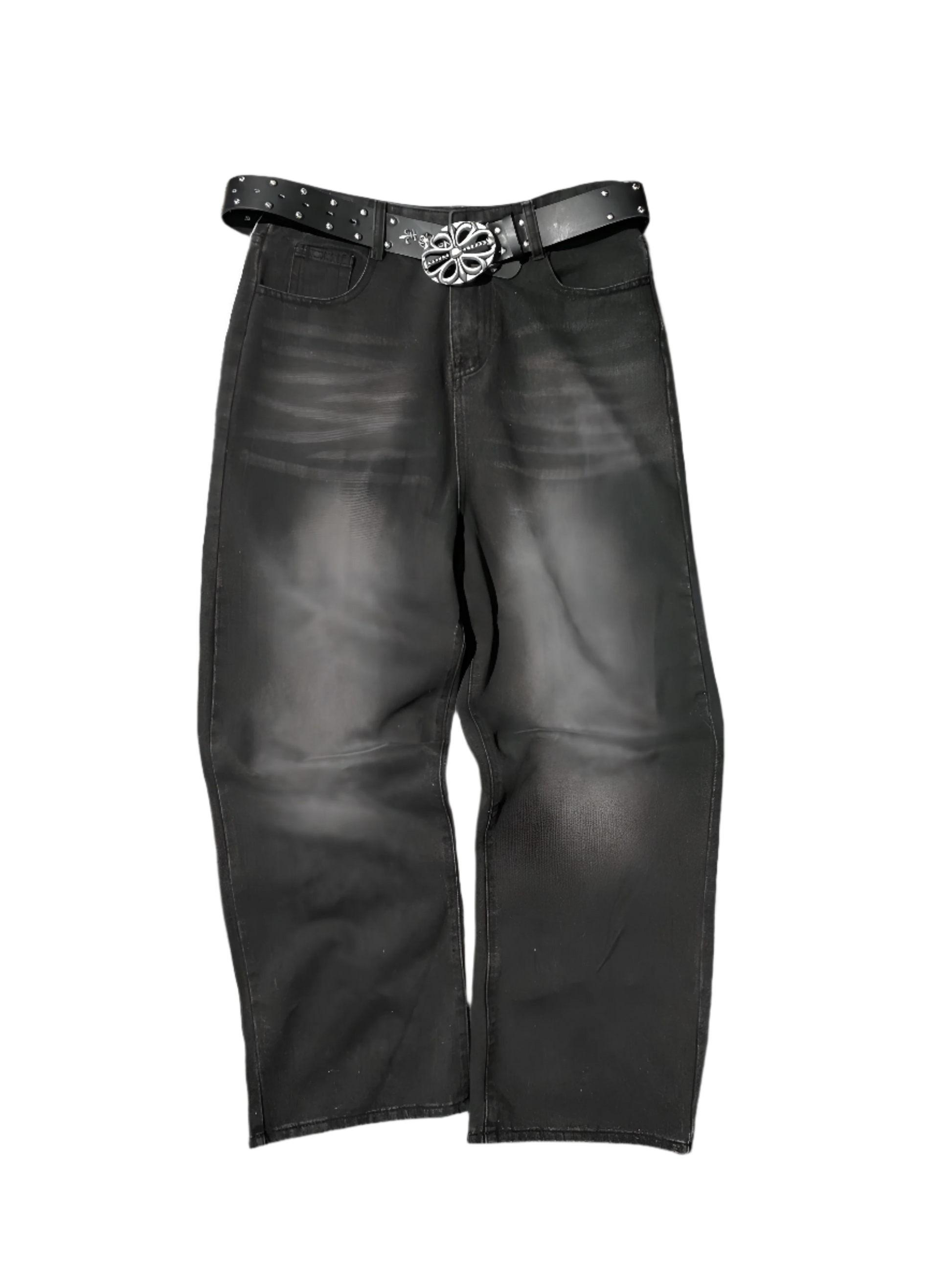 "STRIPED" BLACK DENIM