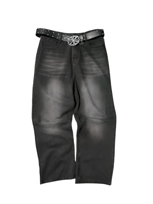 "STRIPED" BLACK DENIM