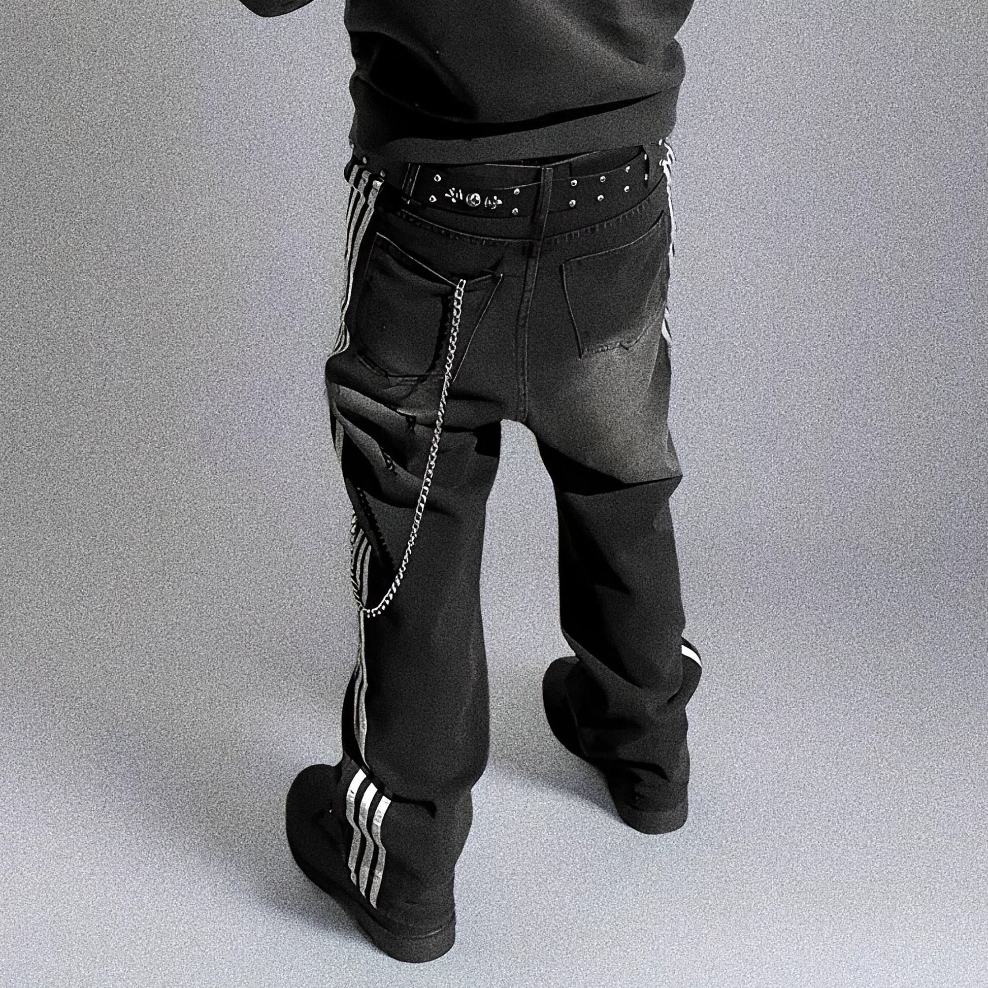 "STRIPED" BLACK DENIM