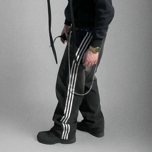 "STRIPED" BLACK DENIM