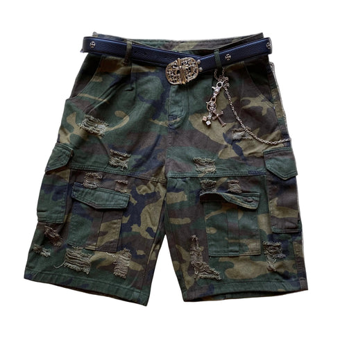 "DESTROYED" MILITARY SHORTS